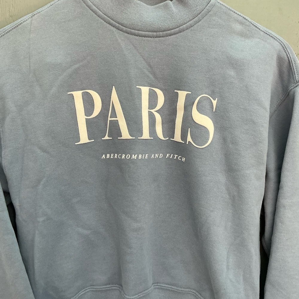Abercrombie & Fitch Sweatshirt Soft AF Collection Paris Cropped Oversized ZS XXS - Picture 5 of 6